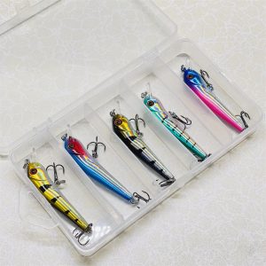 Воблер набор в каробка 5шт Minnow VIB-03--6 гр 80мм цв 6#-10#